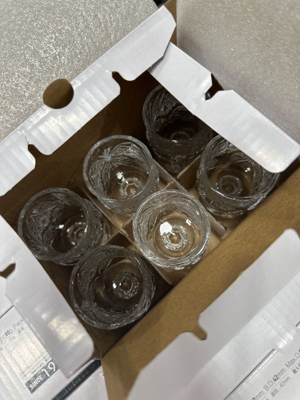 Photo 3 of 1.75 oz Shot Glasses Set Fancy Cute Shot Glasses Cordial Crystal Shot Glassware Clear Embossed Glass Snifters Drinkware for Wine Sherry Vodka cocktail Beverage Wedding Party Bar Supplies (24 Pieces)