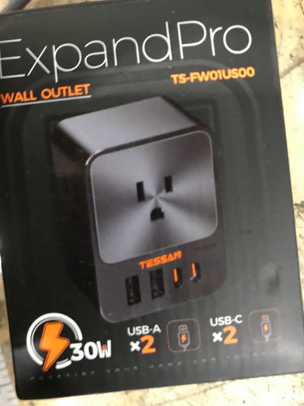Photo 1 of 30W Wall Charger, TESSAN Fast Charging Multi Plug Adapter with 3 Outlet Extender Surge Protector, Multiple Plug with 4 USB Block Power Delivery (2 USB C Ports) for Home Office Essentials