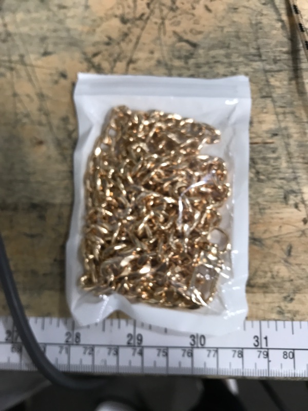 Photo 1 of 47"Gold Purse Chain Strap Metal Shoulder Crossbody Replacement Bag Chain with Metal Buckles, Flat Chain Strap for Purse Handbag