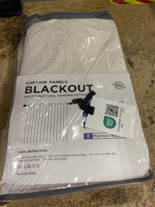 Photo 1 of 100% Blackout Shield Linen Blackout Curtains for Bedroom 108 Inches Long, Back Tab/Rod Pocket Living Room Drapes, Thermal Insulated Blackout Curtains 2 Panels Set, 50" W x 108" L,Cream
