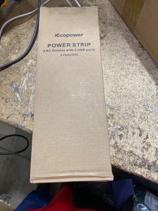 Photo 1 of 2 Pack Power Strip Surge Protector-5 Widely Spaced Outlets 3 USB Ports(1 USB C Port),1250W/10A with 5Ft Extension Cord, Power Strips with Surge Protection, Wall Mount for Home Office,Black