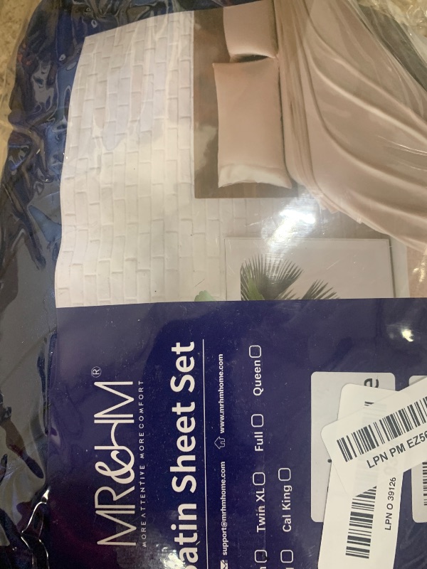 Photo 1 of MR&HM Satin Bed Sheets, Twin Size Sheets Set, 3 Pcs Silky Bedding Set with 15 Inches Deep Pocket for Mattress (Twin, Navy Blue)
