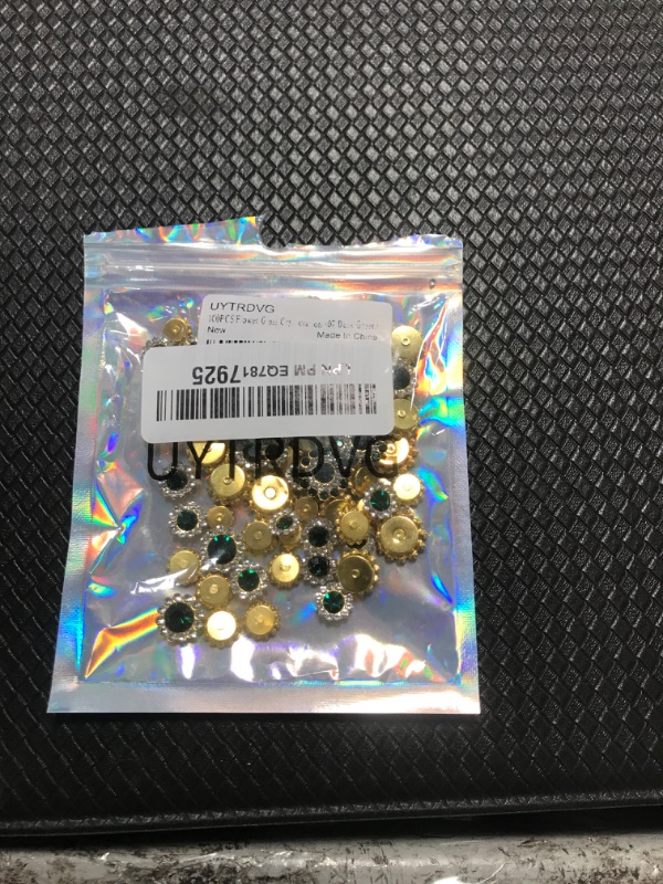 Photo 1 of 100 Pcs Sew on Rhinestones Gems Crystals Glass Metal Base Sewing Flower 8mm 10mm 12mm 14mm Claw Rhinestones for Garments Dress Earring Belt Crafts Accessories (07 Dark Green)