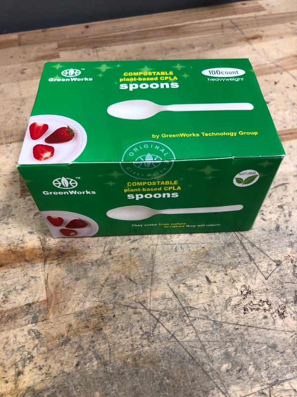 Photo 1 of GreenWorks Heavy-duty Compostable Spoons,BPI Certified,100 Count Large Disposable Cutlery Spoons