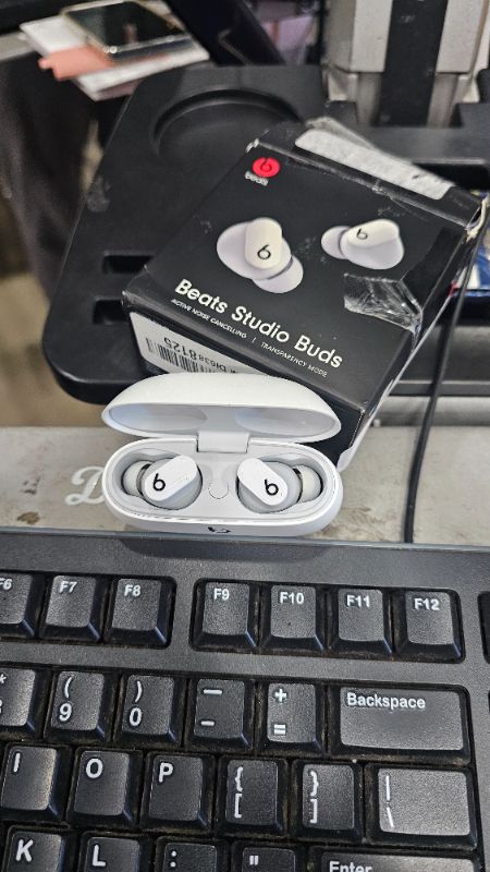 Photo 1 of ***PARTS ONLY**Beats Studio Buds - True Wireless Noise Cancelling Earbuds - Compatible with Apple & Android, Built-in Microphone, IPX4 Rating, Sweat Resistant Earphones, Class 1 Bluetooth Headphones - White