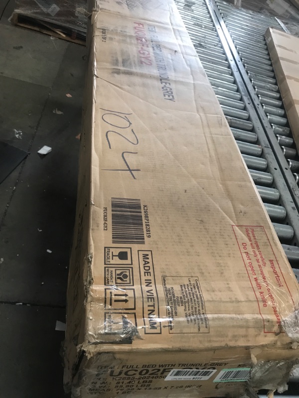 Photo 1 of **************INCOMPLETE ITEM, THIS IS ONLY BOX  # 2OUT OF 2**************
PVWIIK Upholstered Full Size Daybed with Trundle for Bedroom Guest Room Living Room,Solid Wood Bed Frame w/Twin Trundle, No Box Spring Needed, Grey
