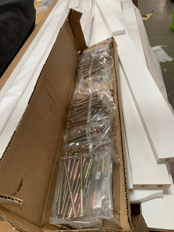 Photo 1 of *** not complete set 1 of 2 ***Okak Twin Size Low Loft Bed with Playhouse Loft Bed Frame with Drawer, Shelf and Stairs for Teens, Girls or Boys Loft, Strong Wood Slats Support, Loft Bed with Stairs for Storage, White