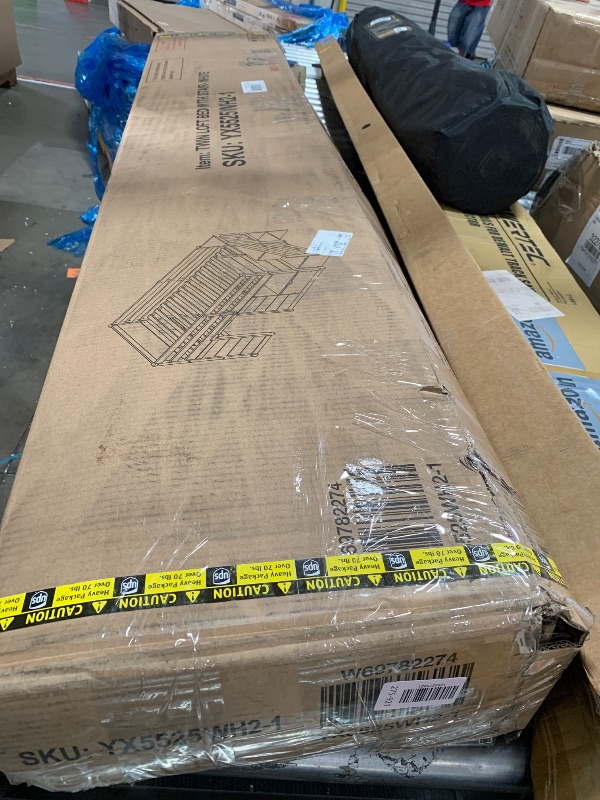 Photo 1 of *** not complete set 1 of 2 ***Okak Twin Size Low Loft Bed with Playhouse Loft Bed Frame with Drawer, Shelf and Stairs for Teens, Girls or Boys Loft, Strong Wood Slats Support, Loft Bed with Stairs for Storage, White