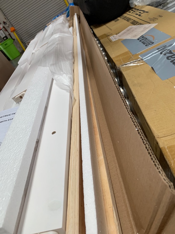 Photo 1 of *** not complete set 1 of 2 ***Okak Twin Size Low Loft Bed with Playhouse Loft Bed Frame with Drawer, Shelf and Stairs for Teens, Girls or Boys Loft, Strong Wood Slats Support, Loft Bed with Stairs for Storage, White