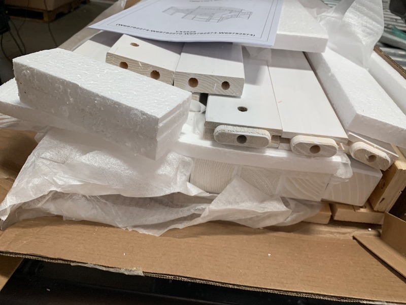 Photo 1 of *** not complete set 1 of 2 ***Okak Twin Size Low Loft Bed with Playhouse Loft Bed Frame with Drawer, Shelf and Stairs for Teens, Girls or Boys Loft, Strong Wood Slats Support, Loft Bed with Stairs for Storage, White