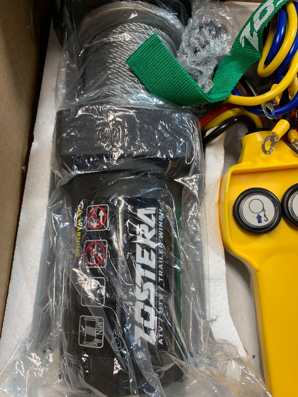 Photo 1 of (images) Zostera 2000lb Winch for ATV, with Steel Cable,ATV Winch with Wired Manual Remote Control Switch,IP65 Waterproof