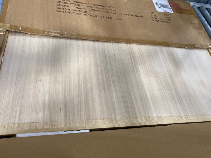 Photo 1 of (USED/FAIR) TEAKMAMA 1500 Piece Wooden Jigsaw Puzzle Board with 4 Drawers, Folding Puzzle Table with Protective Cover, Jigsaw Board with Legs, Multifunctional Game Table for Adults, 34W x 26.3D, Natural
