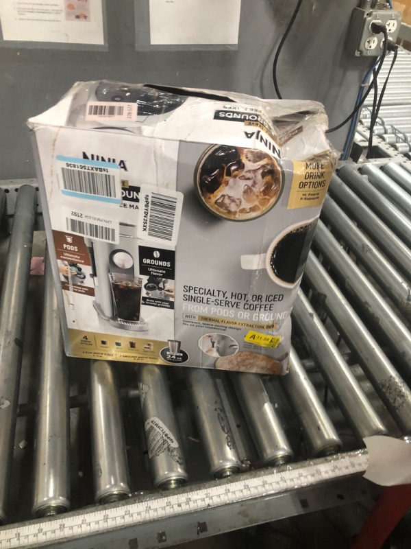 Photo 1 of ********************Missing k pod adapter and cracked on the edges************
Ninja Pods & Grounds Specialty Single-Serve Coffee Maker, K-Cup Pod Compatible, Built-In Milk Frother, 6-oz. Cup to 24-oz. Travel Mug Sizes, Iced Coffee Maker, Glacier Blue, PB