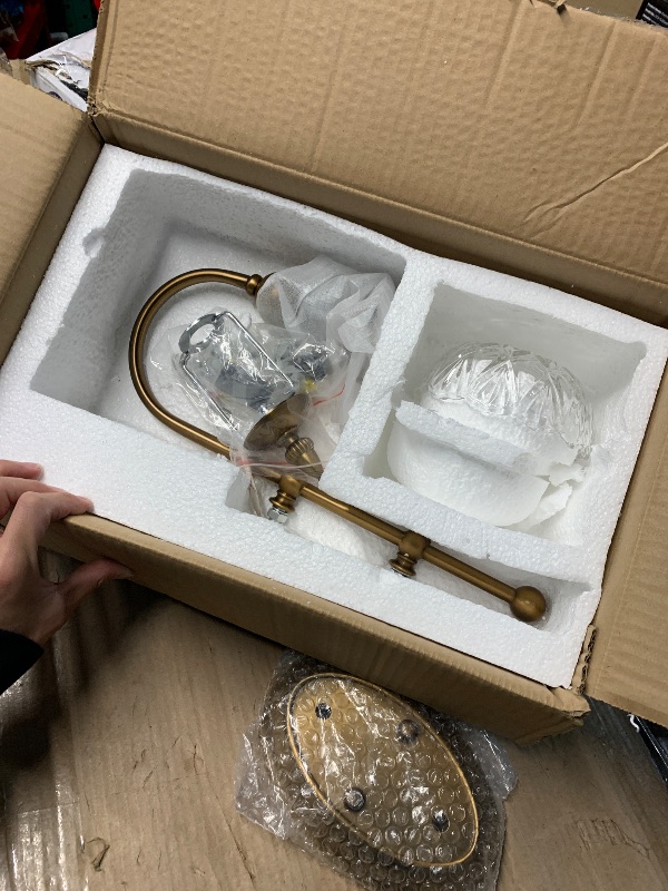 Photo 1 of ***FOR PARTS ONLY***(MISSING PCS)
Piepooye Vintage Gold Wall Sconce with Glass Globe Shade Mid Century Brushed Brass G9 Bulb Vanity Light Indoor Wall Light for Bathroom Farmhouse Bedroom Living Room Hallway