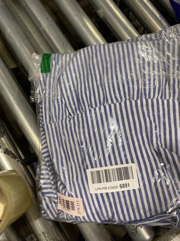 Photo 1 of **MISSING BELT** utcoco Womens Casual Short Sleeve Button Down Tie Waist Ruffled Striped Maxi Shirt Dress (Large, Blue)