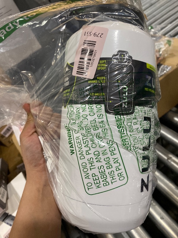 Photo 1 of **CRACK & SPLIT IN THE BOTTLE CARRYING HANDLE** ZULU Goals 64oz Water Bottle Half Gallon Stainless Steel Jug with Straw, Leak Proof Lid and Handle, Vacuum Insulated Double Walled Reusable Metal Jug Perfect for Gym, Home, and Sports, White