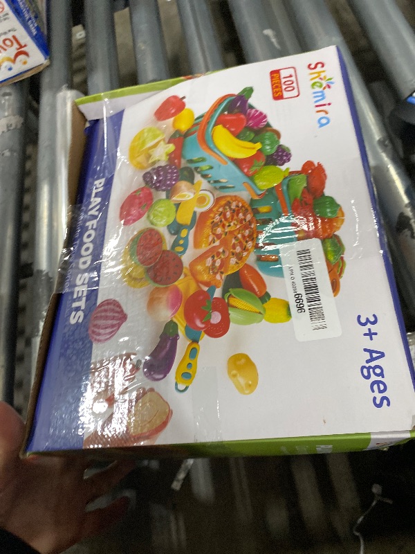 Photo 1 of 100 PCS Cutting Play Food Toy for Kids Kitchen, Pretend Food Toys for Toddlers, Play Kitchen Toys Accessories with 2 Baskets, Fake Food/Fruit/Vegetable, Birthday Gifts for 3 4 5 Years Old Boys Girls