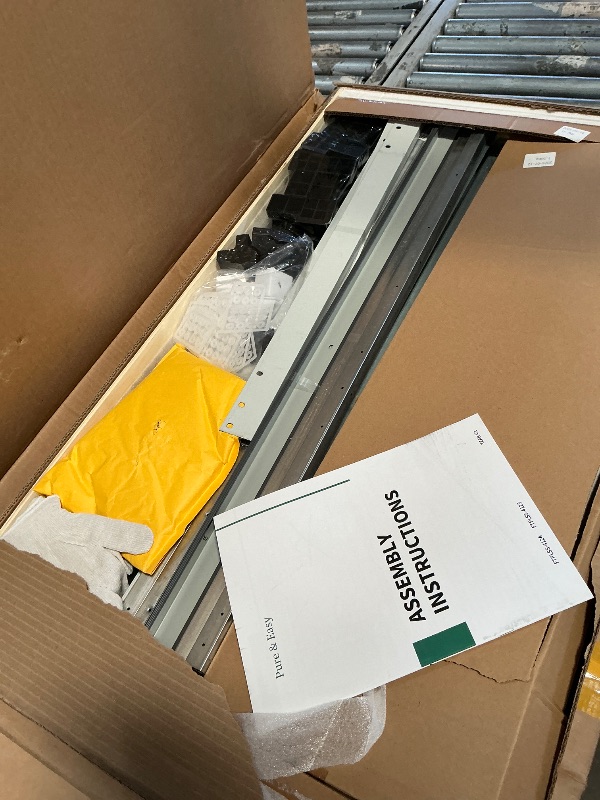 Photo 1 of *PARTIAL SET// NO REFUNDS FINAL SALE** BOX 2 OF 2 ONLY** DWVO 8' x 6' Outdoor Storage Shed, Waterproof Metal Garden Shed with Windows, Lockable Doors, and Sloped Roof for Patio, Backyard, Lawn, Tool Storage, Bike Shed, Pet Shelter (Gray + White)