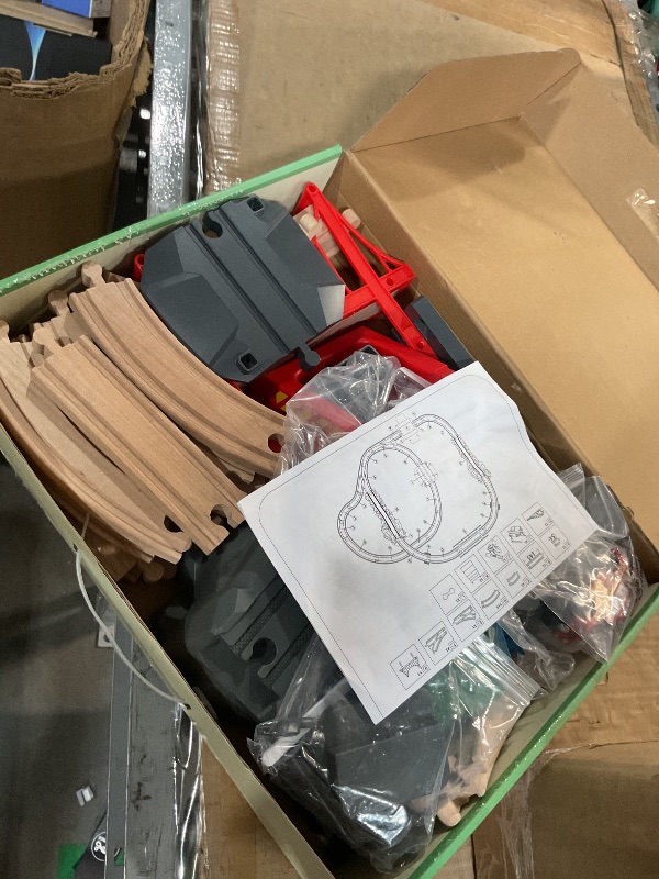 Photo 1 of (unknown if complete) Giant bean 72PCS Fire Station Wooden Train Track Electric Train Set, Gift Packed Toy Railway Kits for Kids