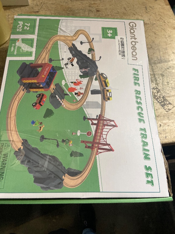Photo 1 of (unknown if complete) Giant bean 72PCS Fire Station Wooden Train Track Electric Train Set, Gift Packed Toy Railway Kits for Kids