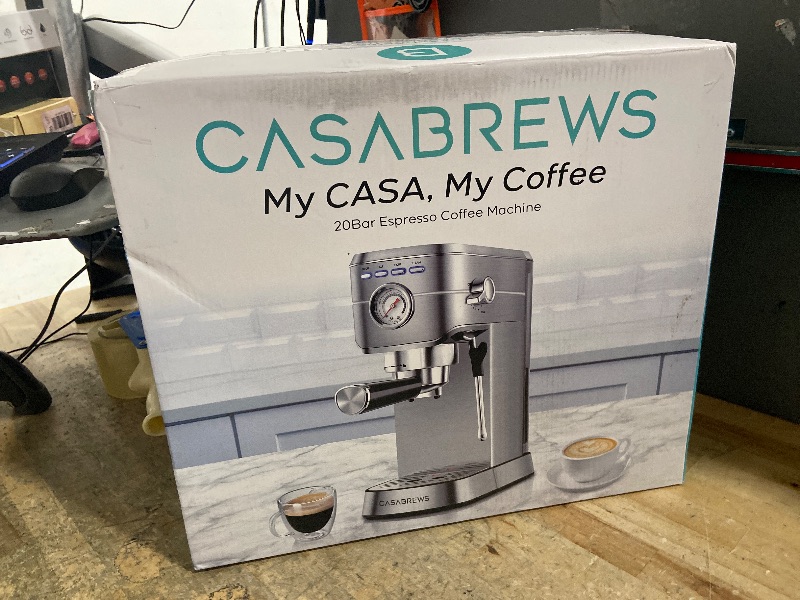 Photo 1 of CASABREWS CM5418 Espresso Machine 20 Bar, Compact Espresso Maker with Steam Milk Frother, Stainless Steel Coffee Machine with 34oz Removable Water Tank for Cappuccino, Latte, Silver