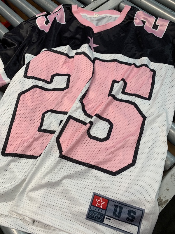 Photo 1 of (used)(see all images) BEAUDRM Men's Number Graphic Jersey Shirts Short Sleeve Striped Casual XX-Large