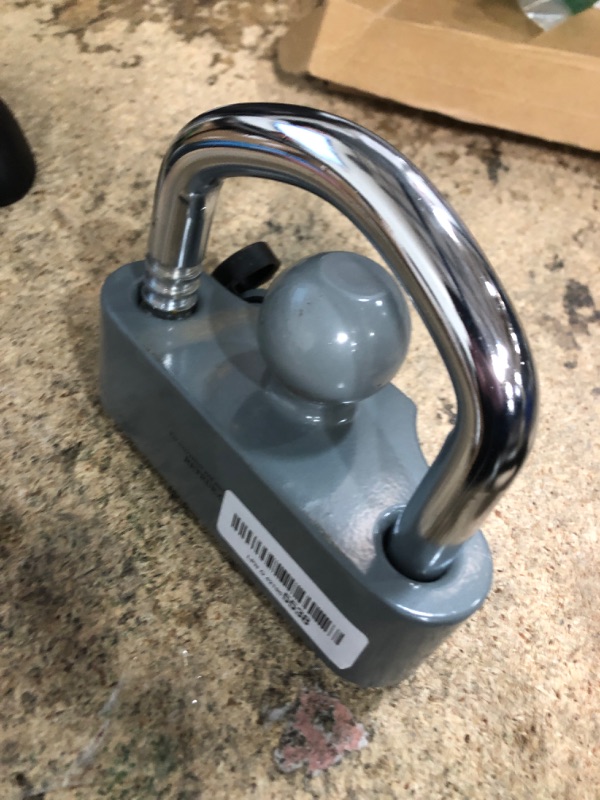 Photo 1 of **NO KEY** RETRUE Heavy-Duty Universal Coupler Lock Trailer Locks Ball Hitch Trailer Hitch Lock Adjustable Security Steel Fits 1-7/8 Inch, 2 Inch, 2-5/16 Inch Couplers Grey & Silver