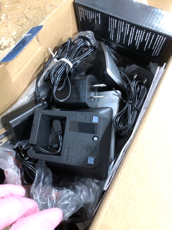 Photo 1 of **MISSING PARTS**VTech IS8151-4 Super Long Range 4 Handset Cordless Phone for Home with Answering Machine, 2300 ft Range, Call Blocking, Bluetooth, Headset Jack, Power Backup, Expandable to 12 HS, Silver/Black