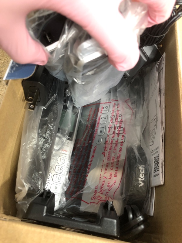 Photo 1 of **MISSING PARTS**VTech IS8151-4 Super Long Range 4 Handset Cordless Phone for Home with Answering Machine, 2300 ft Range, Call Blocking, Bluetooth, Headset Jack, Power Backup, Expandable to 12 HS, Silver/Black