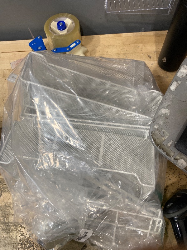 Photo 1 of ***(MISSING PARTS)***VyGrow Over The Door Organizer, Metal Door Organizer Hanging with 5 Adjustable Baskets and Coat Hook, Behind The Door Storage for Bedroom Closet Bathroom Pantry Cabinet Kitchen, White