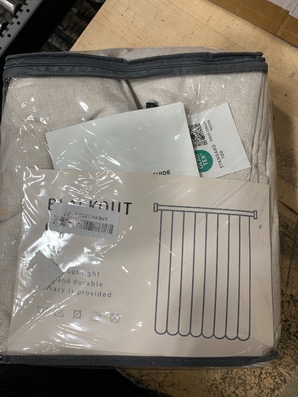 Photo 1 of 100% Blackout Shield Linen Blackout Curtains for Bedroom 108 Inches Long, Back Tab/Rod Pocket Living Room Drapes, Thermal Insulated Blackout Curtains 2 Panels Set, 50" W x 108" L,Cream