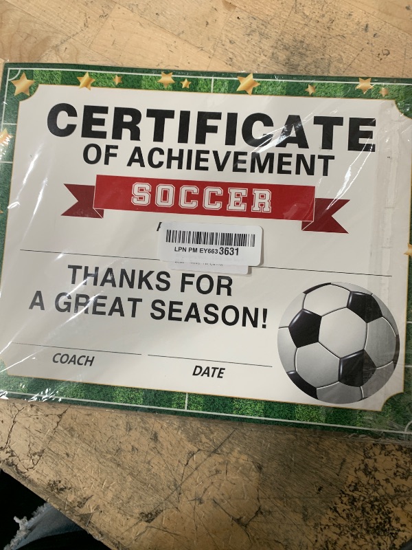 Photo 1 of 30 Pieces Soccer Achievement Award Certificates Children's Soccer Certificates Paper Games Achievement Certificates Children's Pre-School Kindergarten Schools
