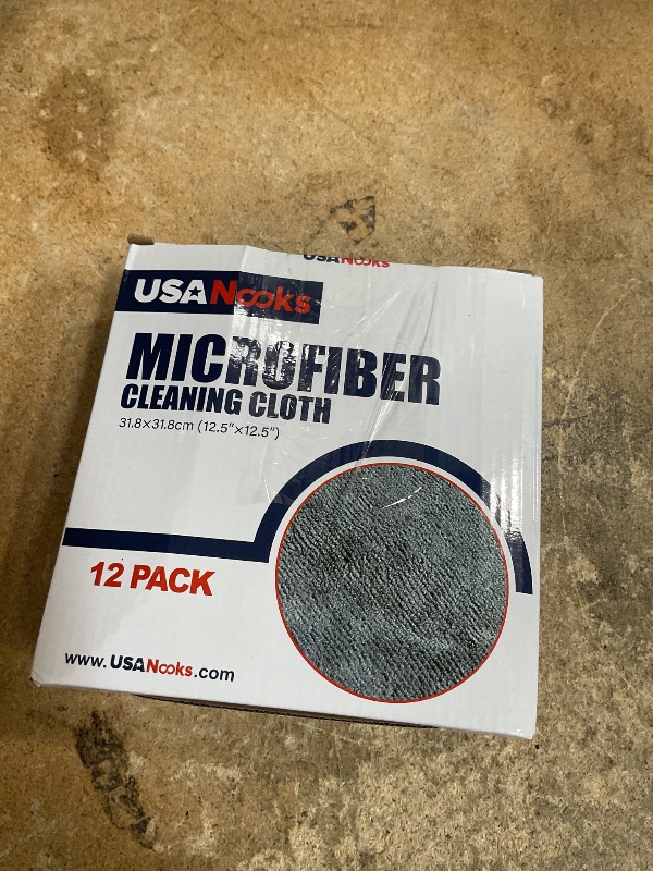 Photo 1 of USANOOKS Microfiber Cleaning Cloth Grey - 12 Pcs (12.5"x12.5") - High Performance - 1200 Washes, Ultra Absorbent Microfiber Towel Weave Grime & Liquid for Streak-Free Mirror Shine - Car Washing Cloth