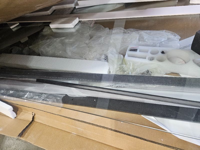 Photo 1 of ** Missing the frame only glass included has a minor scratch on it see pics *** ENSO SENKA 56-60” W x 76” H Frameless Sliding Shower Door, 5/16" (8mm) SGCC Tempered Clear Glass with Easy-to-Clean Coating, Brushed Gold