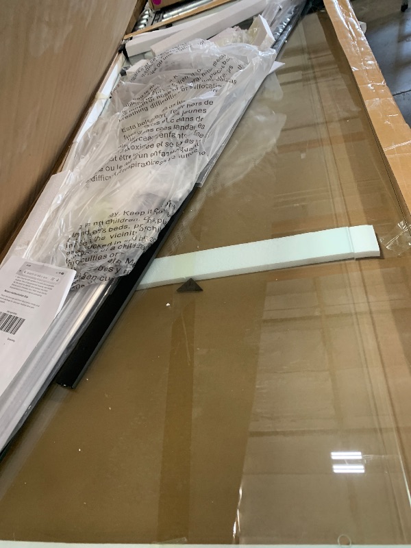 Photo 1 of ** Missing the frame only glass included has a minor scratch on it see pics *** ENSO SENKA 56-60” W x 76” H Frameless Sliding Shower Door, 5/16" (8mm) SGCC Tempered Clear Glass with Easy-to-Clean Coating, Brushed Gold