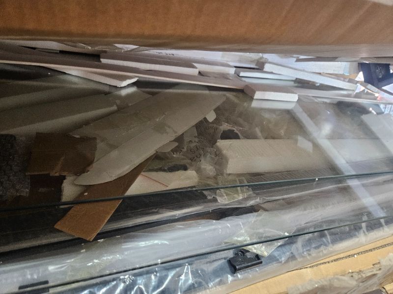 Photo 1 of ** Missing the frame only glass included has a minor scratch on it see pics *** ENSO SENKA 56-60” W x 76” H Frameless Sliding Shower Door, 5/16" (8mm) SGCC Tempered Clear Glass with Easy-to-Clean Coating, Brushed Gold