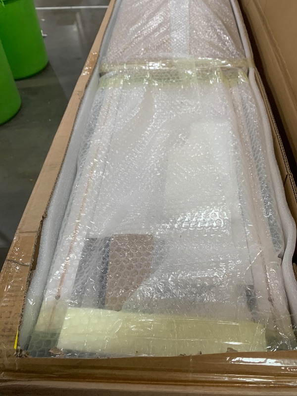 Photo 1 of *************DAMAGED, FOR PARTS ONLY************
S&Z TOPHAND® 54 in x 96 in Glass Sliding MDF Barn Door with 10FT Sliding Door Hardware Kit, 5 Tempered Frosted Glass, Slab Inside Covered with Water-Proof PVC Surface, Simple DIY Assembly