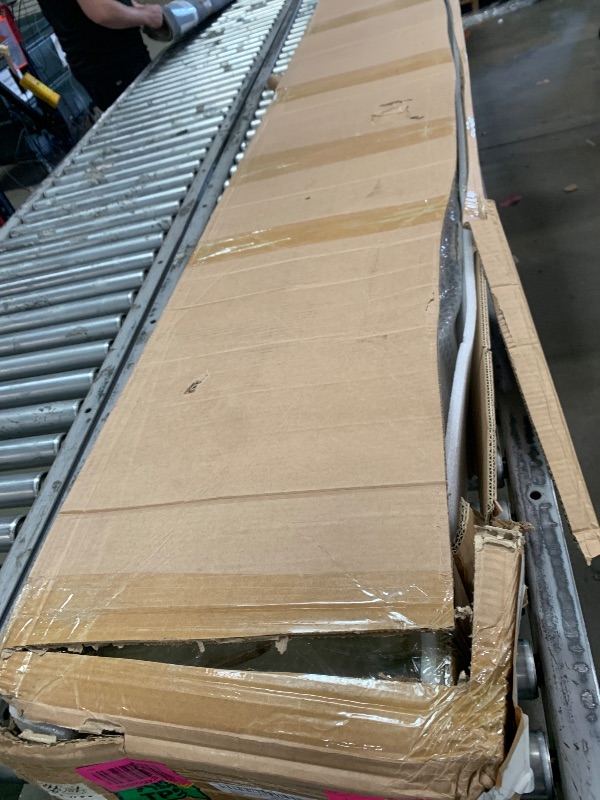 Photo 1 of *************DAMAGED, FOR PARTS ONLY************
S&Z TOPHAND® 54 in x 96 in Glass Sliding MDF Barn Door with 10FT Sliding Door Hardware Kit, 5 Tempered Frosted Glass, Slab Inside Covered with Water-Proof PVC Surface, Simple DIY Assembly