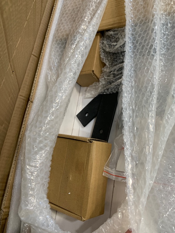 Photo 1 of *************DAMAGED, FOR PARTS ONLY************
S&Z TOPHAND® 54 in x 96 in Glass Sliding MDF Barn Door with 10FT Sliding Door Hardware Kit, 5 Tempered Frosted Glass, Slab Inside Covered with Water-Proof PVC Surface, Simple DIY Assembly