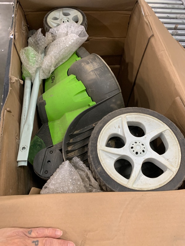 Photo 1 of (missing battery, part only, xl) )Greenworks 40V 20" Twin Blade Mower, 4.0Ah + 2.0Ah Battery