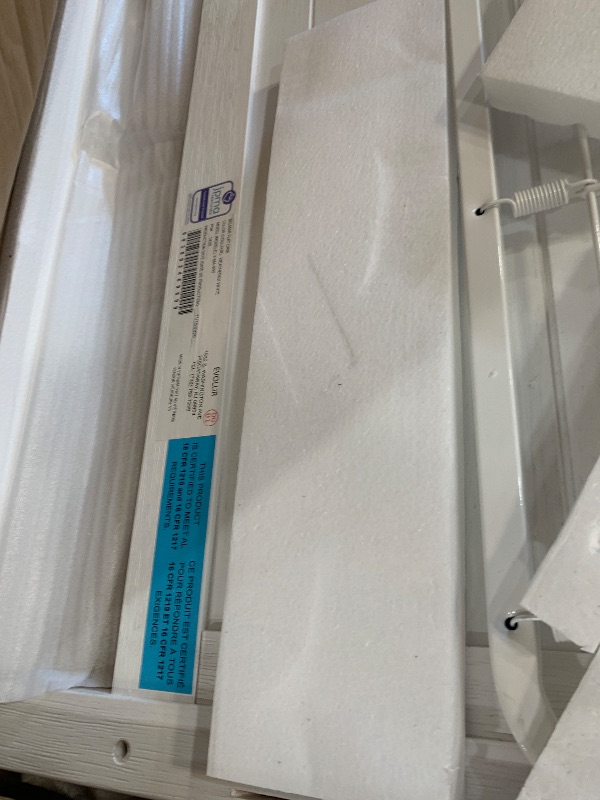 Photo 1 of **********************wooden panel is cracked; multiple scratches********************
évolur Audrey 5-in-1 Convertible Full-Size Baby Crib, Stardust, GreenGuard Gold & JPMA Certified, Crafted from Durable Solid Hardwood, 3 Mattress Heights, Converts to To