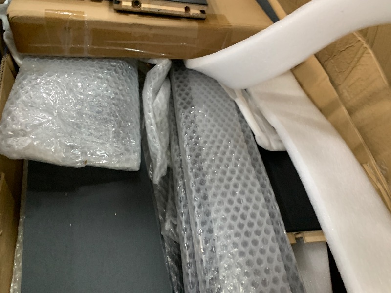 Photo 1 of **PARTS ONLY DAMAGED PCS*** BARNSMITH 60"x80" Sliding Closet Door(Double 31"x80"), 5-Lite Frosted Glass Bypass Door with Hardware Kits & Matching Fascia, Solid Wood Waterproof PVC Surface, Pre-Drilled for Easy Install, Black