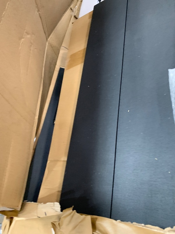 Photo 1 of **PARTS ONLY DAMAGED PCS*** BARNSMITH 60"x80" Sliding Closet Door(Double 31"x80"), 5-Lite Frosted Glass Bypass Door with Hardware Kits & Matching Fascia, Solid Wood Waterproof PVC Surface, Pre-Drilled for Easy Install, Black