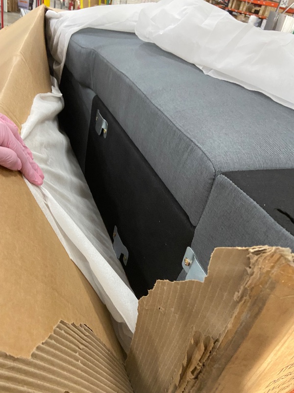 Photo 1 of **BOX 2/3** L-Shaped Polyester Fabric Reversible, Easy Convertible Pull-Out Sleeper Sectional Sofa/Storage Chaise with Tufted Back Cushions and Track Arms in Light Gray