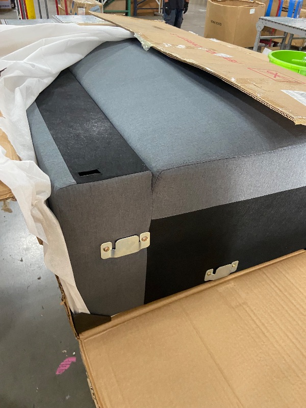 Photo 1 of **BOX 1/3** L-Shaped Polyester Fabric Reversible, Easy Convertible Pull-Out Sleeper Sectional Sofa/Storage Chaise with Tufted Back Cushions and Track Arms in Light Gray