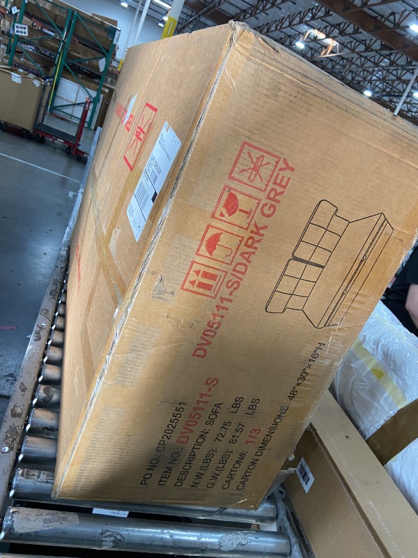 Photo 1 of **BOX 1/3** L-Shaped Polyester Fabric Reversible, Easy Convertible Pull-Out Sleeper Sectional Sofa/Storage Chaise with Tufted Back Cushions and Track Arms in Light Gray