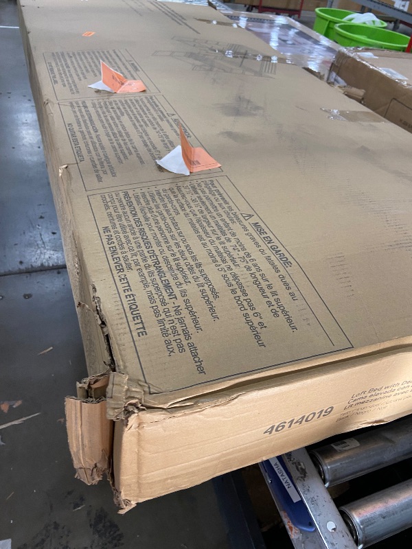 Photo 1 of **BOX1/143** DHP Lanis Metal Storage Loft Bed with Desk, Shelves, Cabinet and USB Port, Twin, Black