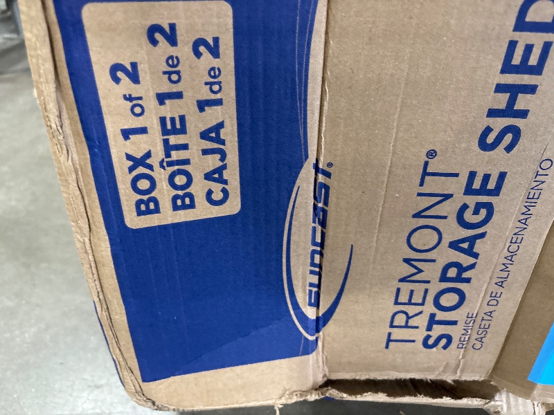 Photo 1 of ** BOX 2 OF 2 ***Suncast 8x7 Ft. Outdoor Storage Shed - Large Resin Shed with Floor, Lockable Double Doors, & Skylights. 378 Cu Ft Tremont Garden Sheds & Outdoor Storage for Lawn Tools, Riding Mowers, Bikes, & More