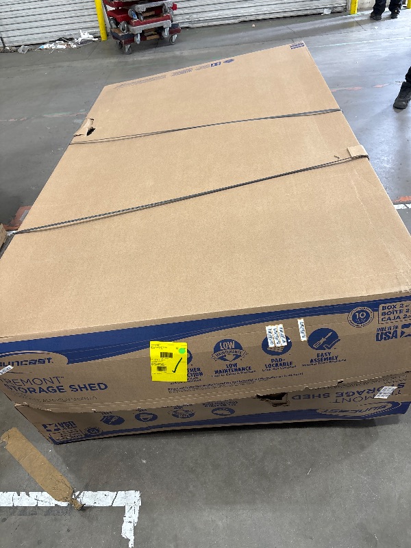 Photo 1 of ** BOX 2 OF 2 ***Suncast 8x7 Ft. Outdoor Storage Shed - Large Resin Shed with Floor, Lockable Double Doors, & Skylights. 378 Cu Ft Tremont Garden Sheds & Outdoor Storage for Lawn Tools, Riding Mowers, Bikes, & More