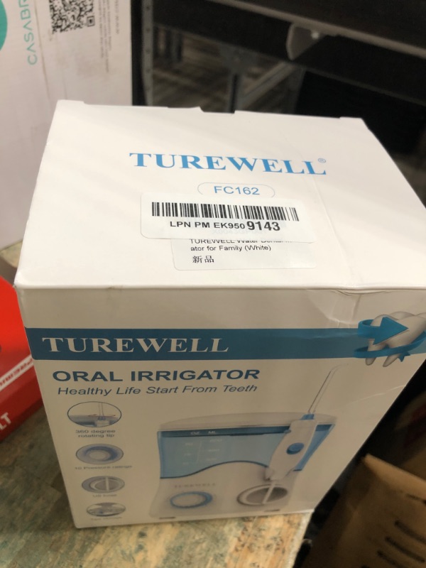Photo 1 of TUREWELL Water Dental Flosser for Teeth/Braces, Water Teeth Cleaner 8 Jet Tips and 10 Pressure Levels, 600ML Large Water Tank Oral Irrigator for Family(White)